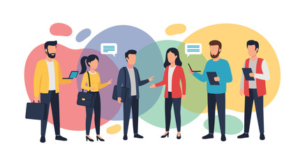 Diverse Business Team Collaboration: Illustration for websites and presentations.