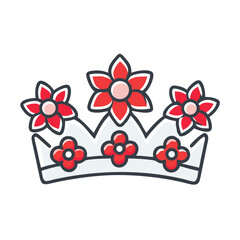 Birthday Crown with Flowers Icon