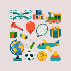 big collection of different objects isolated on white background