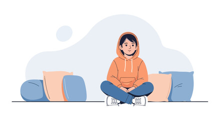Obraz premium Cozy Evening At Home Depicting Relaxed Young Adult In Casual Atmosphere