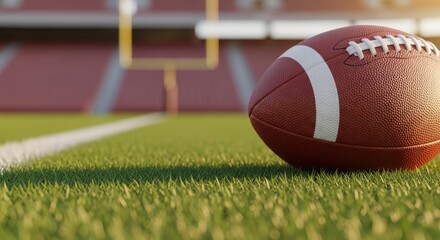 American football on a stadium field ready for game day