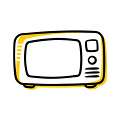 Microwave Doodle Icon for Kitchen Appliance, Cooking, and Home Utility Concepts

