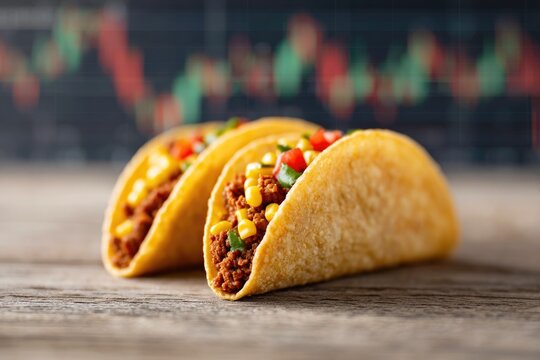 Tasty Tacos on Wooden Table with Market Graph - Powered by Adobe