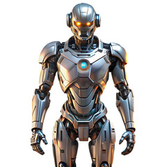 Fototapeta premium Futuristic robot isolated on transparent background PNG icon isolated with transparent background