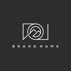 line art camera with mountain logo vector