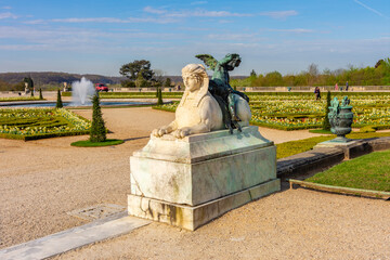 Obraz premium Sphinx statue in Versailles gardens, Paris suburbs, France