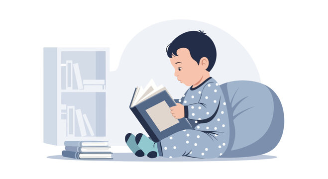 A young child engrossed in reading a book, fostering a love of learning and early literacy