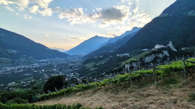 Sigth over Meran from Dorf Tirol 4k 60FPS 100k