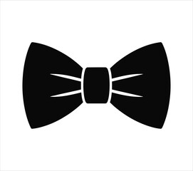 Black bow tie icon. Simple silhouette of a formal necktie accessory for men's fashion. Vector illustration.