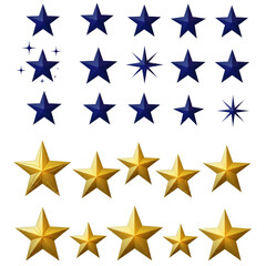 Obraz premium Collection of gleaming gold and deep blue stars, perfect for award ceremonies, achievements, and celebratory designs.