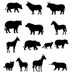 Fototapeta premium Diverse Animal Silhouettes for Nature Projects: Wildlife Collection