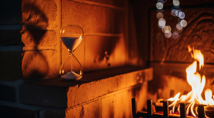 Hourglass by a Warm Fireplace