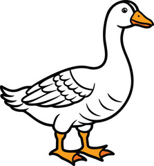 Obraz premium Cartoon illustration of a white goose standing on a white background
