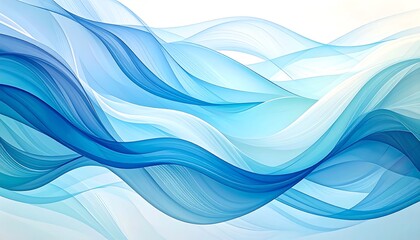 Abstract flowing waves in light blues