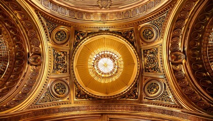 Obraz premium stunning golden ceiling design with intricate patterns and elegant symmetry illuminated from the center
