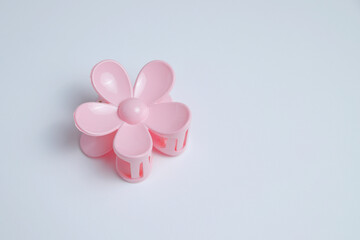 Pink flower comb, hair accessory, plastic claw