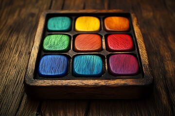 Naklejka premium Wooden Colorful Puzzle Tray.