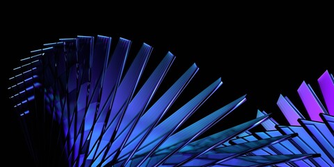 Futuristic glass structure on black background, 3d render