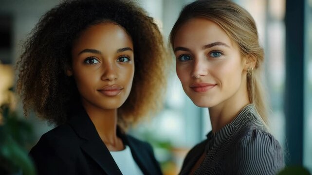 Businesswomen looking at the camera.