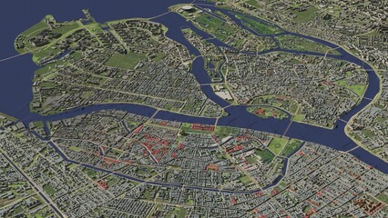 3D illustration of city and urban in Saint Petersburg Russia