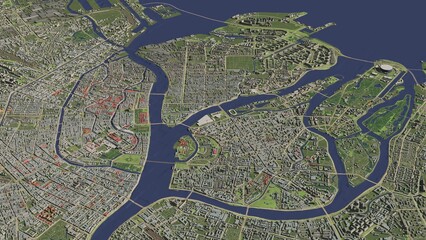 3D illustration of city and urban in Saint Petersburg Russia