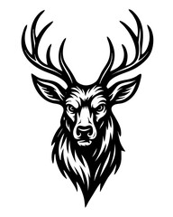 Stag head illustration with detailed antlers Generative AI
