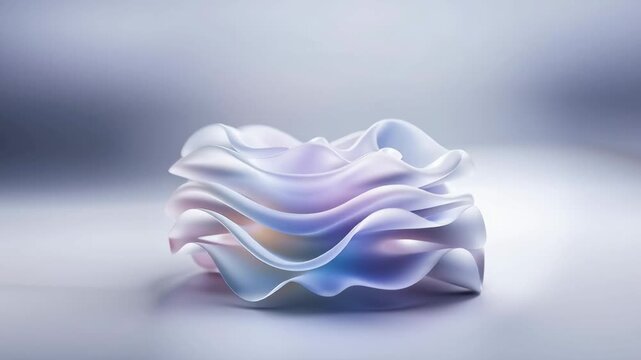 Light animation of an organic 3D object with smooth pearlescent waves morphing in a minimalist environment.