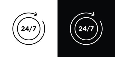 24 7 icon. linear style sign for mobile concept and web design.