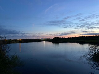 sunset over the lake
