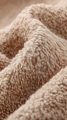Close-up Texture of Beige Fleece Fabric Soft, Cozy, and Warm