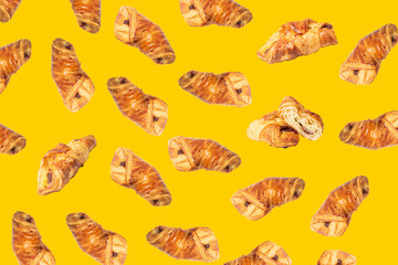 Croissant Pattern, Bakery Cake Minimal Wallpaper with Copy Space