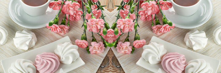 White and pink meringue cookies pattern