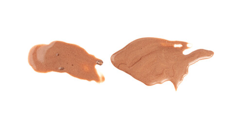 Melted chocolate ice cream isolated, real melting cocoa icecream drops, chocolate ice stain