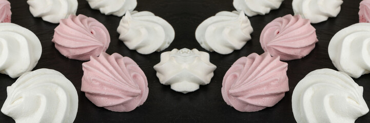 White and pink meringue cookies pattern