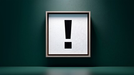 Minimalist Exclamation Mark Art Print in Dark Green Room,green,art