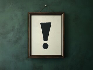 Minimalist Exclamation Mark Art Print Dark Green Wall Decor