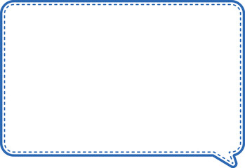 四角いシンプルな吹き出し。青い線と破線に囲まれている。
