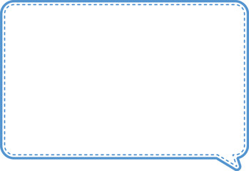 四角いシンプルな吹き出し。青い線と破線に囲まれている。