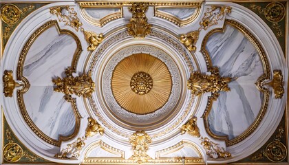 ornate marble ceiling detail with gold accents