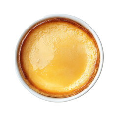 Delicious golden dessert with a smooth, creamy surface, perfect for indulging your sweet tooth and satisfying your cravings on transparent background