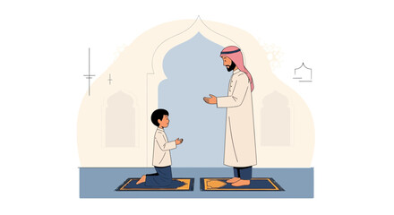 Learning Islamic Values A Muslim Father Teaches His Son About Prayer