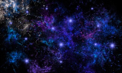 Colorful Starfield and Nebula in Deep Space