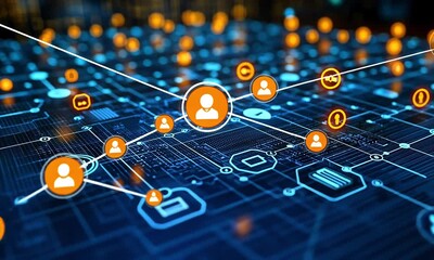 Digital network connection illustration - Powered by Adobe
