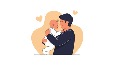 Loving father gently cradling his newborn baby with tenderness and affection in an embrace of familial love