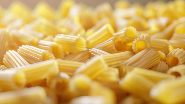 Close-up  of many spaghetti noodles in a cluster, ready to be cooked. A staple ingredient for Italian cuisine.