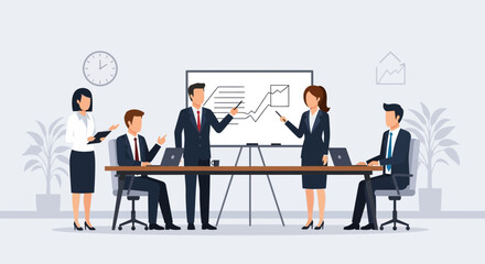 Fototapeta premium Presentation Of Data Analysis By Professional Team To Improve Company Growth