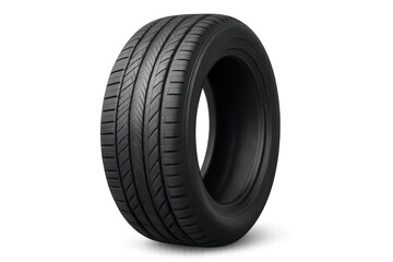 Realistic car summer tire standing on transparent background