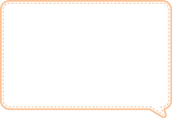 This image shows an empty speech bubble with rounded corners. The bubble has a light yellow or orange color, dashed outline and a slightly darker yellow or orange color solid border around it.