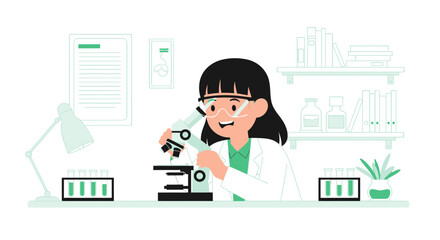 Scientist Performing Laboratory Experiment Using a Microscope in Her Laboratory
