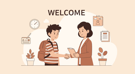 Welcoming New Student Or Employee To The Company And Workplace Setting